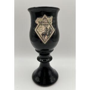 Renaissance Festival 8” Black Pottery Goblet 1989 Kansas City Get Carried Away